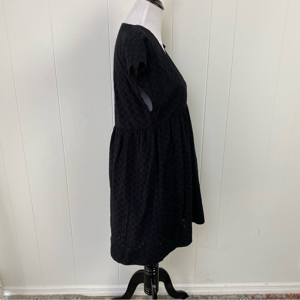 Wilfred Aritzia Womens Black V Neck Misha Dress Small Eyelet Lace Mini /Babydoll - Picture 9 of 16